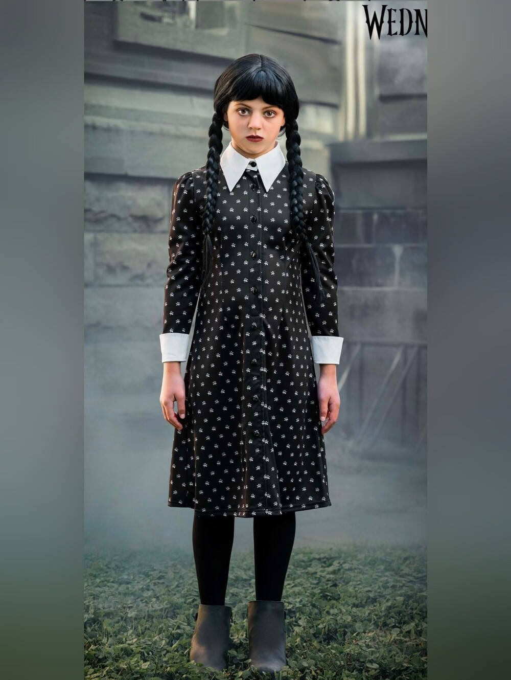 Wednesday Addams Polka Dot Costume Dress for Girls